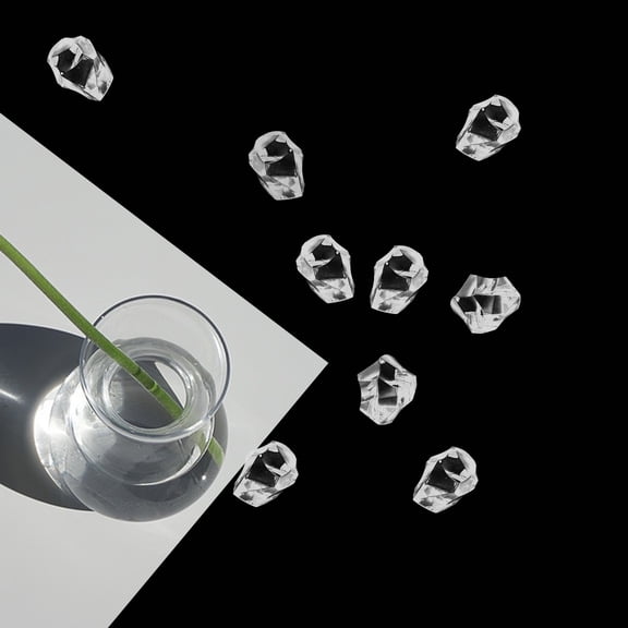 Healifty 200Pcs Plastic Clear Fake Ice Cubes Reusable Decorative Ice Cube Ornaments for Home Decor