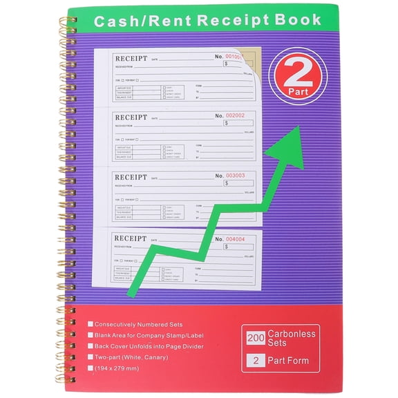 Healifty 200Sets Business Invoice Receipt Book for Office Use with Clear Organization Multi Color