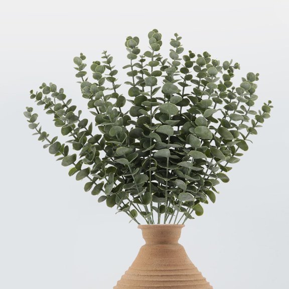 Healifty 20Pcs Artificial Eucalyptus Leaves in Green, Soft Rubber, Low Maintenance Decor for Weddings, Home, and Events