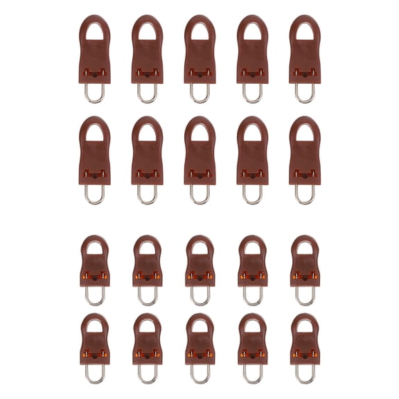 Healifty 20Pcs Detachable Brown Zipper Pull Heads with Nonslip Grip for Clothing Repair