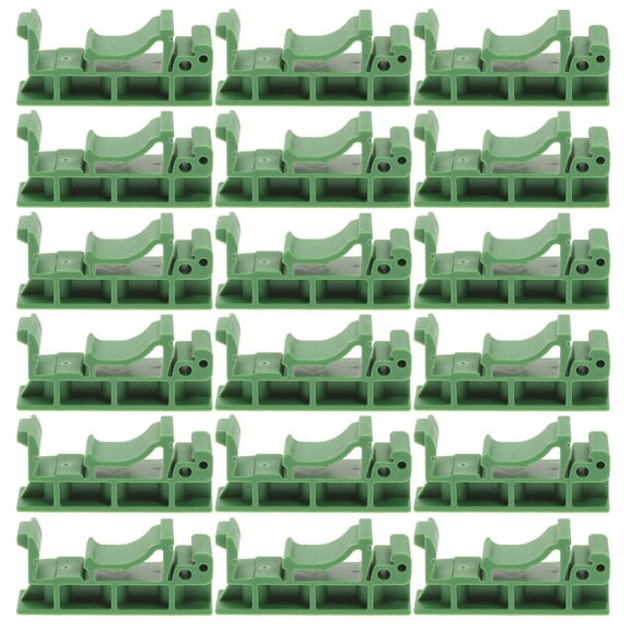 Healifty 20Pcs Din Rail Green Plastic Pcb Mounting Brackets for Fixing Electronic Switching Devices