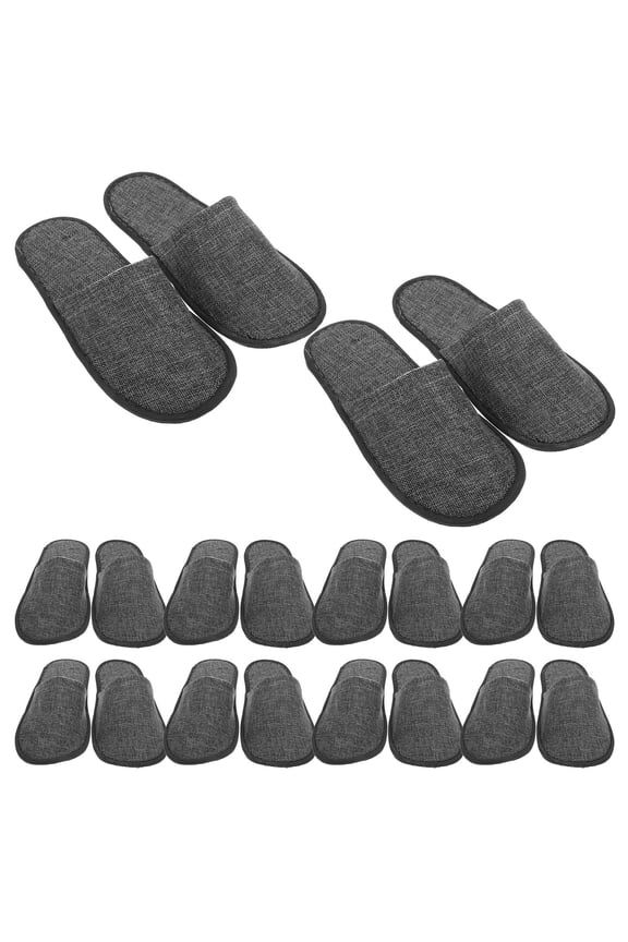 Lightweight Home Indoor Slippers Grey Cotton Linen for Hotel 20Pcs