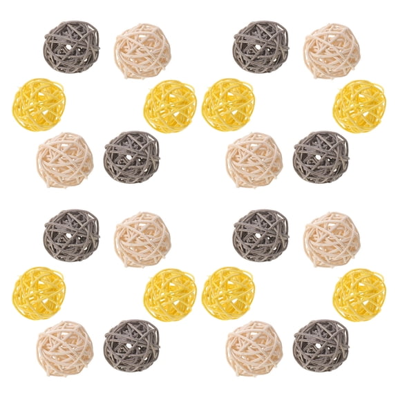 Healifty 24Pcs Wicker Rattan Balls Decorative Orbs for Dining Table Centerpiece and Bowl Filler