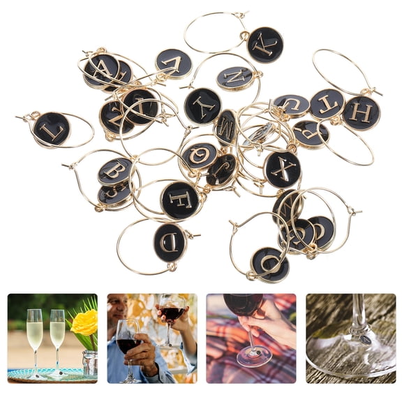 Healifty Party Wine Markers Black Decorative Zinc Alloy for Gatherings