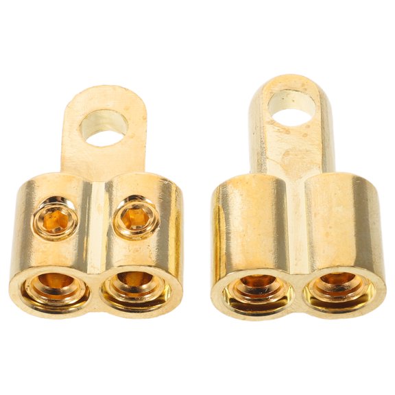 Healifty 2Pcs Automotive Speaker Terminal Connector Golden Zinc Alloy High Conductivity for Car Audio Systems