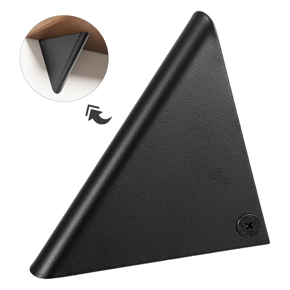 Healifty 2-Pack Black Metal Heavy Duty Triangular Shelf Brackets for Wood and Drywall Support