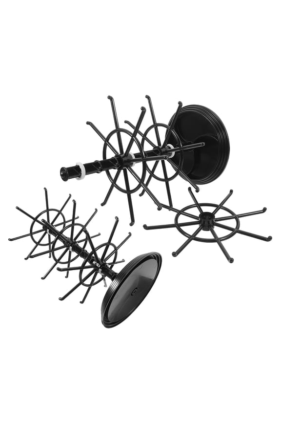 3-Tier Black Plastic Rotating Keychain Display Stand Organizer for Storage, Set of 2