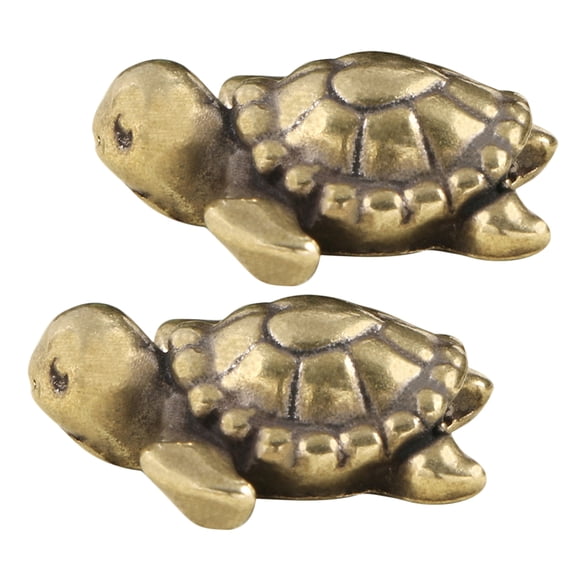 Healifty Set of 2 Compact Brass Turtle Figurines with Antique , Perfect for Collectors and Home Decor Display