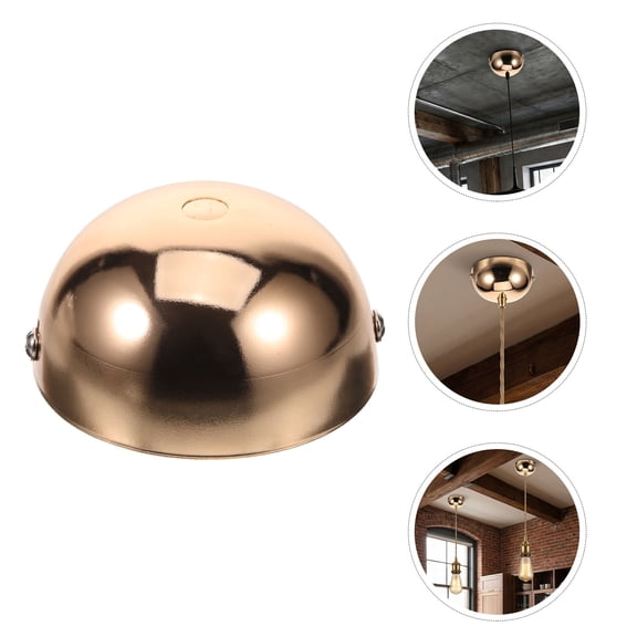 Healifty 2Pcs Decorative Round Ceiling Fixture Canopy Plate in Brushed Brass for Hanging Lights