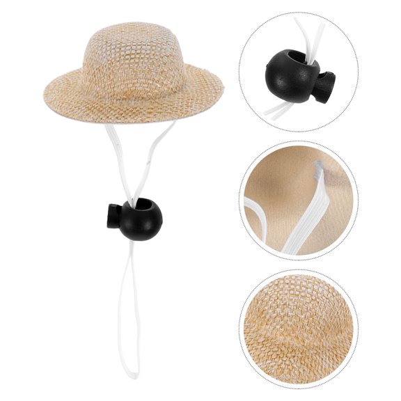 Healifty 2Pcs Multi-Function Pet Hats Light Yellow Flax Fabric Breathable Comfortable Hat for Dogs and Cats