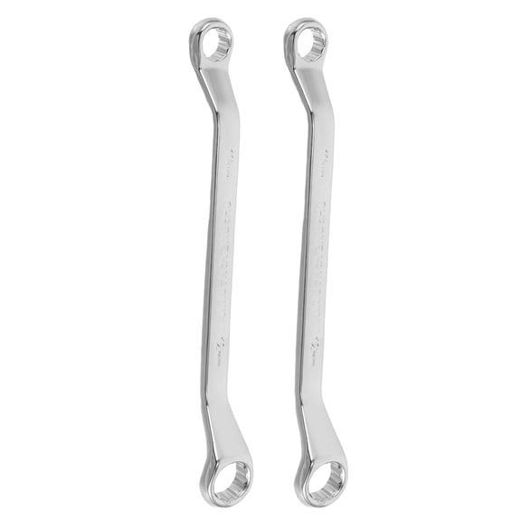Healifty 2Pcs Professional Auto Tool Double Ended Ring Spanner Plated Silver for Mechanical Repair and Maintenance