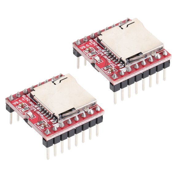 Healifty 2Pcs Red Micro Mp3 Player Board with Built in Card Reader and Volume Control for Home Use