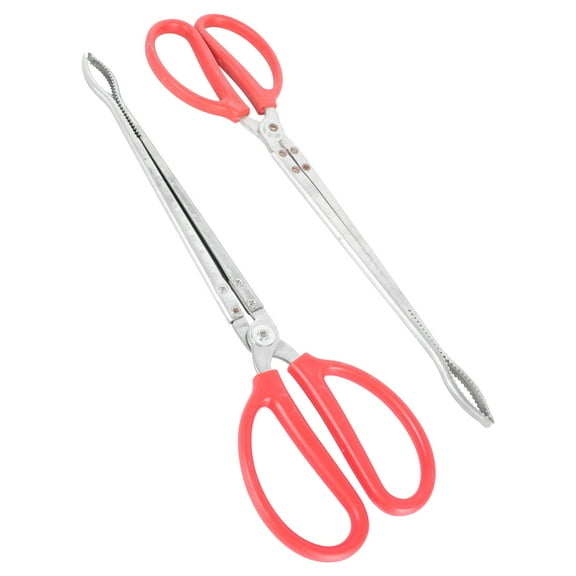 Healifty 2Pcs Red Stainless Steel Trash Grabber Tool for Picking Trash Coal and Yard Cleanup