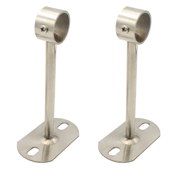 Healifty 2Pcs Round Curtain Rod Brackets Ceiling Mount Stainless Steel for Wardrobe Organization