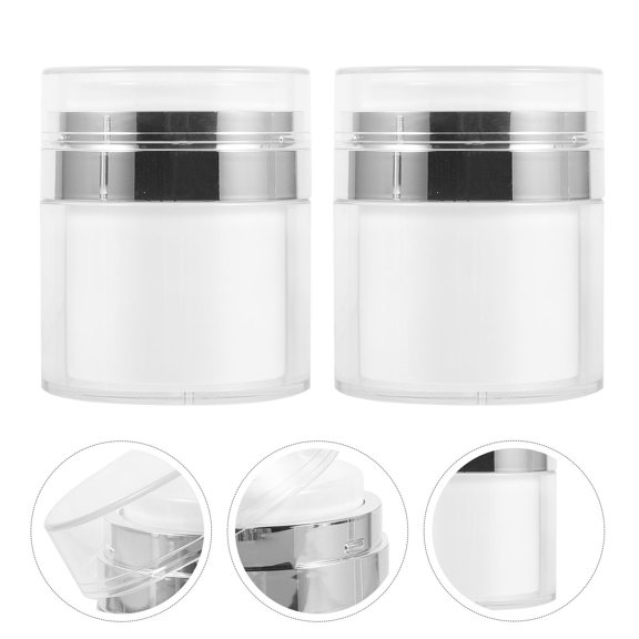 Healifty 2Pcs Sample Container Pot White Airless Pump Jar for Foundation and Cream Storage