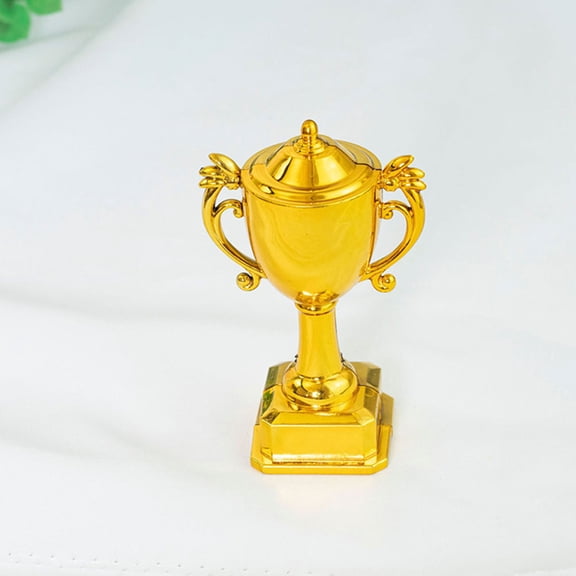 Healifty 2Pcs Small Plated Gold Award Trophy Cake Decoration Kit for Celebrations and Parties