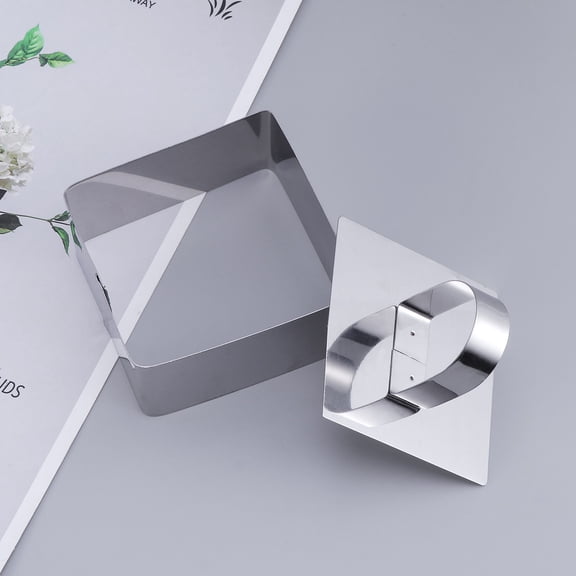 Healifty 2Pcs Square Shaped Stainless Steel Mousse Cutter Cake Mold Nonrust Baking Tool