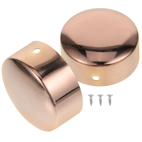 Healifty 2Pcs Stainless Steel Handrail End Caps Rose Plated Gold for Home Use Wooden Plastic Rails