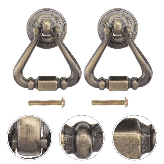 Healifty 2Pcs Zinc Alloy Ring Pull Handle Bronze Finish for Stylish Cabinet and Drawer Use