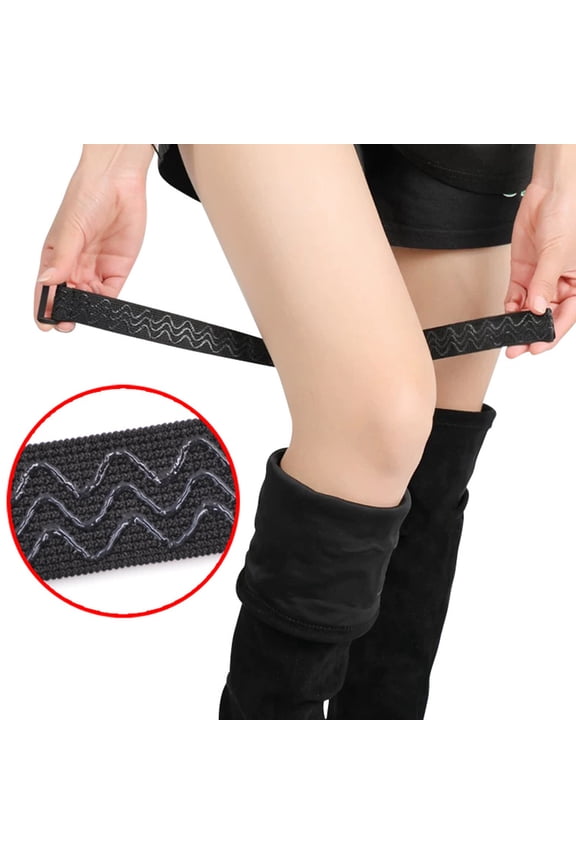 2 Sets Black Elastic Boot Straps for Knee High Boots, Anti-Exposure Overcords, and Adjustable Design