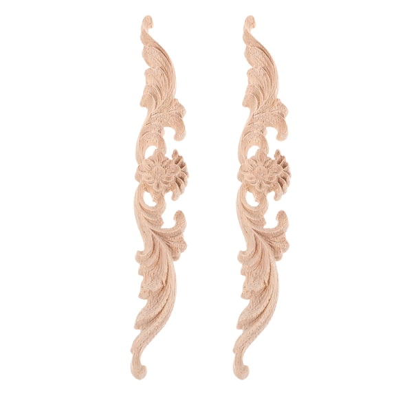 Healifty 2pcs Wood Carved Applique Wall Pediment Decorative Overlay Wood