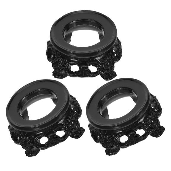 Healifty 3Pcs Globe Stone Display Stands Black Hollow Base for Quartz Ball Decor