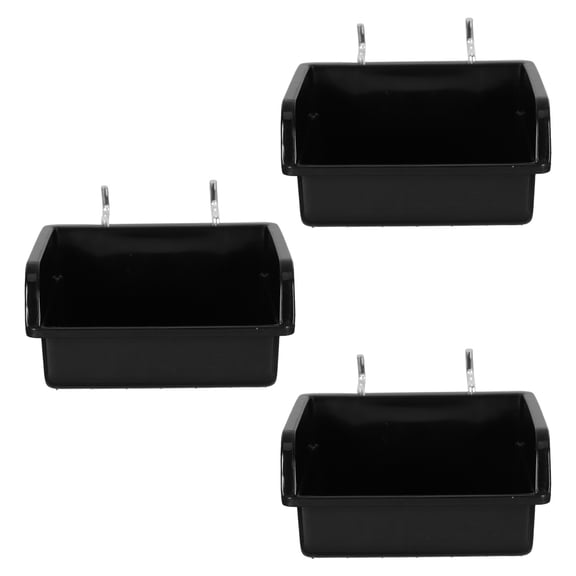 Healifty 3Pcs Thickened Plastic Pegboard Storage Bins Black for Hardware Organization