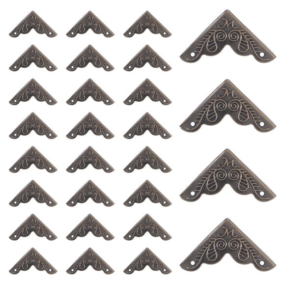 Healifty 48Pcs Iron Vintage Corner Protectors Light Brown Decorative Box Corners for Furniture and Wooden Cases