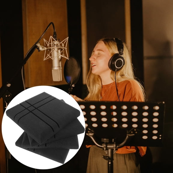 Healifty 4Pcs Black Acoustic Sound Proof Panels Fire Resistant Foam for Home Studio Sound Isolation
