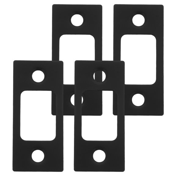 Healifty 4Pcs Black Stainless Steel Door Lock Cover Plates with Latch Guide for Secure Door Locks