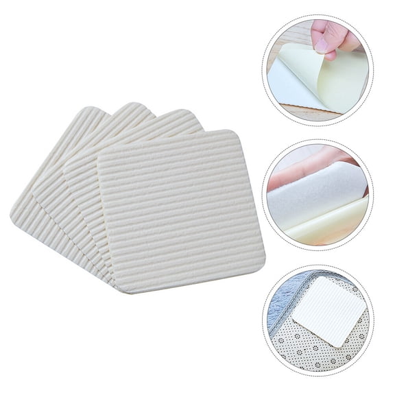 Healifty 4Pcs Carpet Anti Slip Patch with Washable Non Woven Fabric White for Rug Fixation