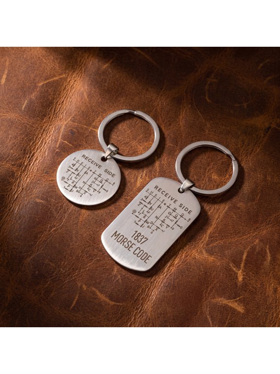 4Pcs Compact Stainless Steel Morse Code Reference Tag Keychain for Amateur Radio Operators