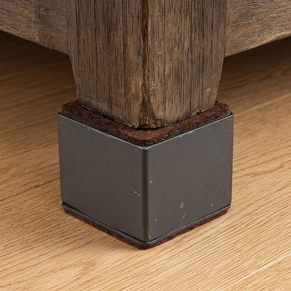 Healifty Heavy-Duty Bed Risers, Carbon Steel, Black, Self-Adhesive, Floor Protection, Stable Structure, 4Pcs