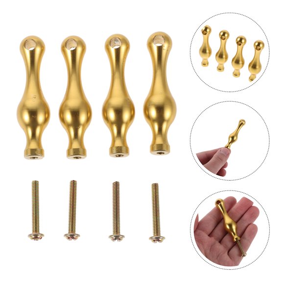Healifty 4Pcs Plated Gold Decorative Shelf Spindles Metal Cabinet Railing Brackets with Versatile Use