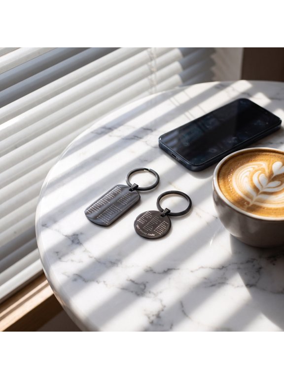 Portable Morse Code Keychain Black Stainless Steel Double Sided Quick Reference Tag
