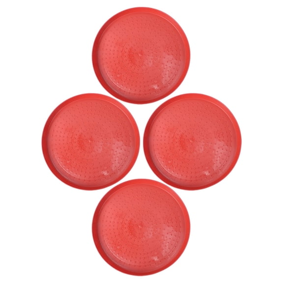 Healifty 4Pcs Red Plastic Duck Bird Feeder Tray Durable Poultry Feeding Pan for Chicken and Ducklings