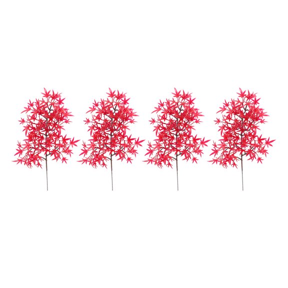 Healifty 4Pcs Simulation Maple Leaf Plant Red Artificial Fake Maple Leaf for Holiday Tree Decoration