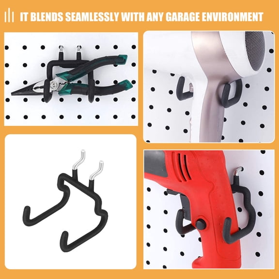 Healifty 4pcs Pegboard Power Tool Hooks for Tool Organization Black Steel Garage Tool Holder