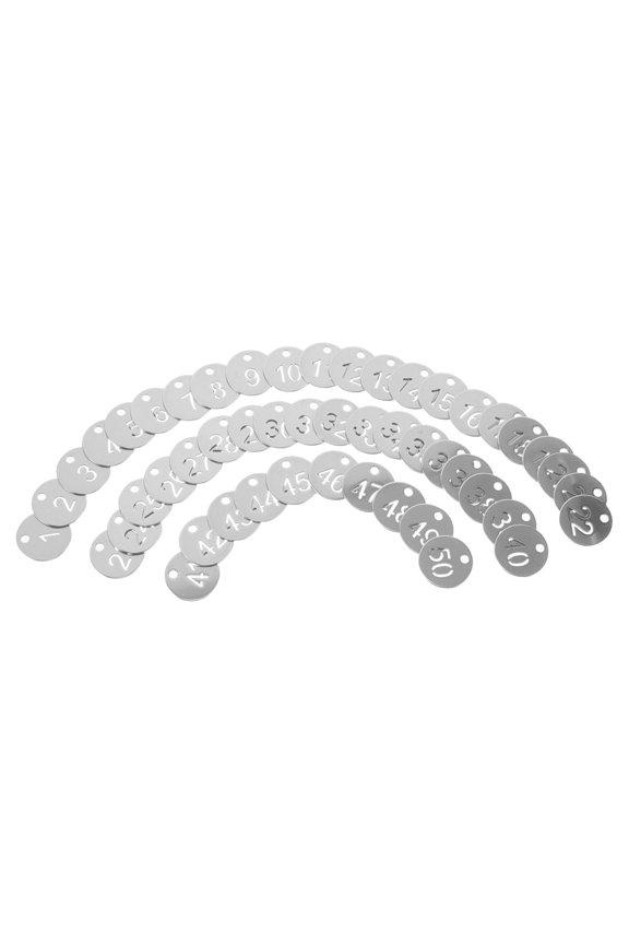50Pcs Reusable Stainless Steel Number Tags with Large Engraved Digits for Key Box and Cabinet Coding