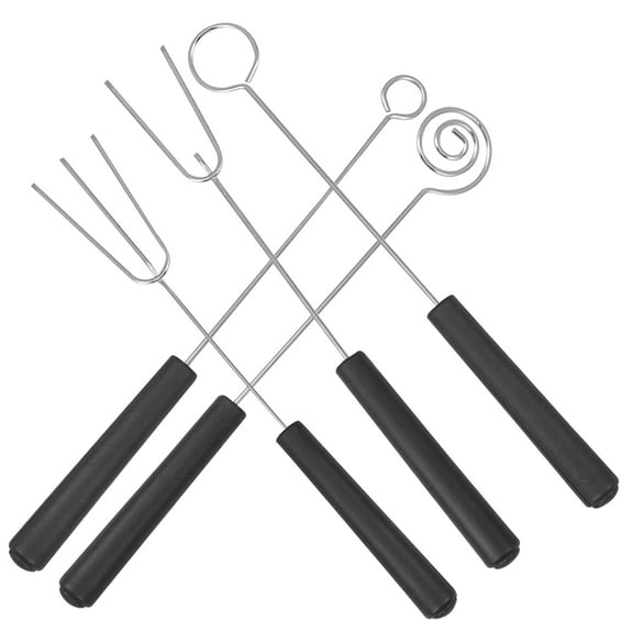 Supvox Chocolate Fork Set, Stainless Steel, Black, Comfortable Handles, Versatile Use, 5Pcs