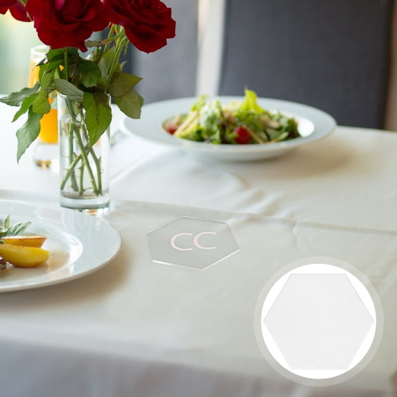 Healifty 5-Pack White Acrylic Hexagonal Table Name Signs, Erasable Place Cards for Weddings, Parties, Conferences, and Events
