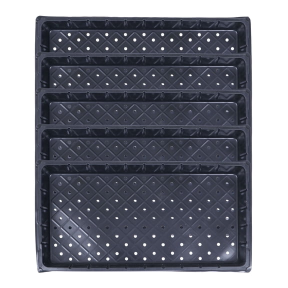 Healifty 5-Pack Black Plastic Plant Growing Trays for Garden Seed Starting, Mung Bean and Peanut Sprouting Kit