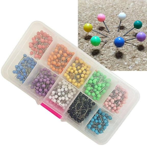 Healifty 600Pcs Pushpins for Maps Assorted Colors with Needle Point for Repeated Use and Organized Storage