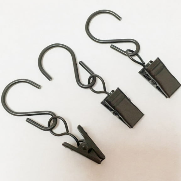 Healifty 60Pcs Black Curtain Loop Clips for Secure Hanging and Easy Curtain Adjustment