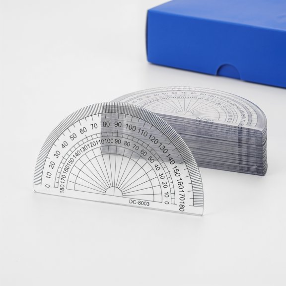 Healifty 60Pcs Semi Circle Transparent Protractors for Geometry Drawing and Math Angle Measurement