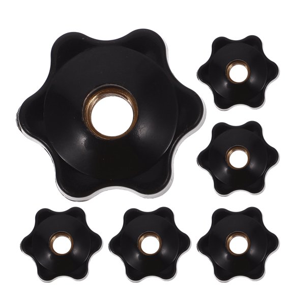Healifty 6Pcs Adjustable Plastic Handle Knobs Black Antislip Hexagon Design Convenient Replacement