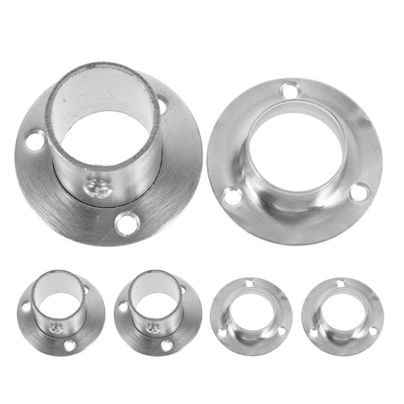 Healifty 6Pcs Heavy Duty Stainless Steel Closet Rod Socket Bracket for Wardrobe Plated Silver