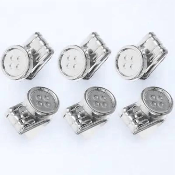Healifty 6Pcs Metal Button End Brace Clips for Suspenders Plated Silver Sleek Appearance Daily Use
