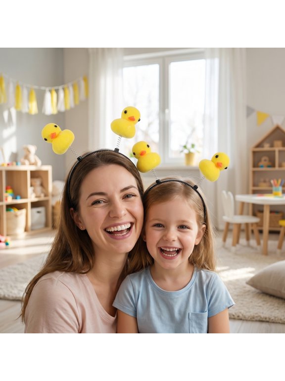 Plush Animal Hairband Yellow Duck Headwear for Fun Pool Party Accessory