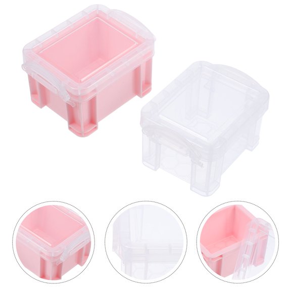 Healifty 6Pcs Small Storage Containers with Easy Open Lid Stackable Plastic Boxes for Accessories